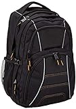 Amazon Basics, Laptop-Rucksack mit gepolsterten Schulterriemen und Aufbewahrungsfächern für Stifte, Schlüssel, Handy, geeignet für die meisten Laptops bis zu 17 Zoll (43 cm), Schwarz