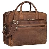 STILORD 'Dawson' Leder Aktentasche Umhängetasche mit Laptopfach 15,6 Zoll Vintage Bürotasche DIN A4 Notebooktasche Business Akten Tasche aus Echtem Leder, Farbe:Torino - braun